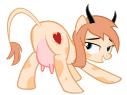 Size: 3000x2250 | Tagged: safe, artist:besttubahorse, oc, oc only, oc:charity heart, cow, cow pony, pony, base used, butt, cowified, female, high res, mare, plot, simple background, solo, species swap, transparent background, udder, vector