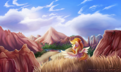 Size: 889x531 | Tagged: safe, artist:spacechickennerd, oc, oc only, oc:chickpea, scenery, solo