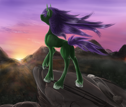 Size: 3392x2893 | Tagged: safe, artist:paticzaki, oc, oc only, unnamed oc, cliff, high res, solo, sunset
