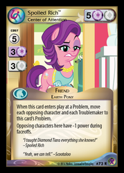 Size: 358x500 | Tagged: safe, enterplay, scootaloo, spoiled rich, crusaders of the lost mark, g4, marks in time, my little pony collectible card game, ccg, merchandise, quote