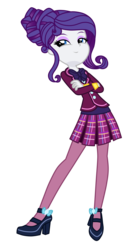 Size: 1800x3500 | Tagged: safe, artist:mixiepie, rarity, equestria girls, g4, my little pony equestria girls: friendship games, alternate universe, clothes, clothes swap, crossed arms, crystal prep academy, crystal prep academy uniform, crystal prep shadowbolts, female, high heels, necktie, pleated skirt, school uniform, simple background, skirt, solo, transparent background