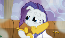 Size: 2341x1399 | Tagged: safe, screencap, rarity, applejack's "day" off, g4, discovery family logo, faic, nightmare fuel, prunity, pruny, vein, wat, wrinkles, wtf