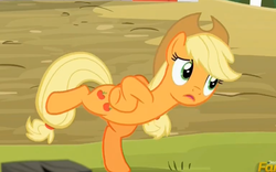 Size: 1920x1200 | Tagged: safe, screencap, applejack, earth pony, pony, applejack's "day" off, g4, bipedal, chicken dance, chickenjack, female, mare, silly, silly pony, standing, standing on one leg, who's a silly pony