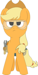 Size: 1306x2576 | Tagged: safe, artist:pastelhorses, applejack, applejack's "day" off, g4, female, solo, that was fast, toolbelt, tools