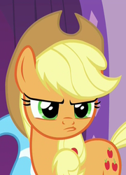 Size: 614x852 | Tagged: safe, screencap, applejack, applejack's "day" off, g4, pouting, sad, solo focus, unhapplejack