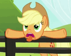 Size: 442x347 | Tagged: safe, screencap, applejack, earth pony, pony, applejack's "day" off, g4, season 6, animated, bipedal, female, loop, mare, silly, silly pony, solo, tongue out, who's a silly pony