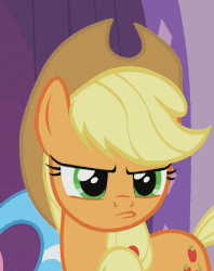 Size: 537x679 | Tagged: safe, screencap, applejack, applejack's "day" off, g4, animated, female, pouting, reaction image, solo focus, unhapplejack