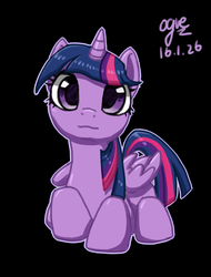 Size: 2480x3271 | Tagged: safe, artist:ogre, twilight sparkle, alicorn, pony, g4, black background, cute, female, high res, pixiv, prone, simple background, solo, twiabetes, twilight sparkle (alicorn)