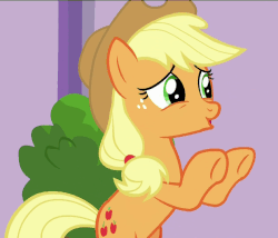 Size: 631x540 | Tagged: safe, screencap, applejack, earth pony, pony, applejack's "day" off, g4, season 6, air quotes, animated, bipedal, cute, female, grin, implying, loop, smiling, solo, talking
