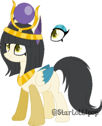 Size: 372x458 | Tagged: safe, artist:t-aroutachiikun, oc, oc only, oc:princess hathor, draconequus, hybrid, egyptian, interspecies offspring, offspring, parent:discord, parent:princess celestia, parents:dislestia, solo