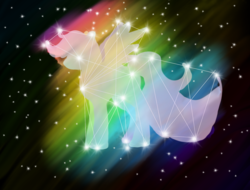 Size: 2048x1556 | Tagged: safe, artist:brainiac, rainbow dash, pegasus, pony, g4, constellation, female, night sky, rainbow, sign, solo, stars, zodiac