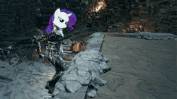 Size: 600x337 | Tagged: safe, rarity, applejack's "day" off, g4, 3d, animated, dark souls, dark souls 3, faic, female, implied rarity fighting a giant crab, prunity, pruny, that was fast, vein, wax, wrinkles
