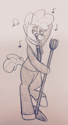 Size: 1046x1920 | Tagged: safe, artist:musicinthetreetops, svengallop, pony, g4, bipedal, crooning, male, microphone, singing, solo