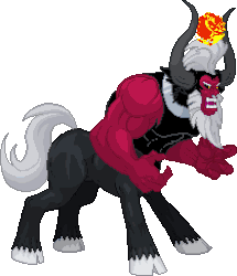 Size: 418x486 | Tagged: safe, artist:botchan-mlp, lord tirek, centaur, g4, animated, bracer, cloven hooves, colored hooves, cute, male, nose piercing, nose ring, piercing, pixel art, septum piercing, simple background, solo, standing, tirebetes, transparent background