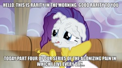 Size: 891x500 | Tagged: safe, edit, edited screencap, screencap, rarity, applejack's "day" off, g4, caption, faic, frown, hans moleman, hoof hold, image macro, male, meme, nose wrinkle, open mouth, pocket watch, prunity, pruny, the simpsons, vein, wet mane, wrinkles