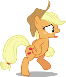Size: 769x900 | Tagged: safe, artist:seahawk270, applejack, earth pony, pony, applejack's "day" off, g4, bipedal, chicken dance, chickenjack, cowboy hat, female, hat, open mouth, silly, silly pony, simple background, solo, stetson, transparent background, vector, who's a silly pony