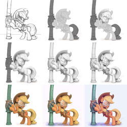 Size: 3600x3600 | Tagged: safe, artist:assasinmonkey, applejack, earth pony, pony, applejack's "day" off, g4, female, high res, pipe (plumbing), progress, safety goggles, sketch, solo, tape, valve, wip