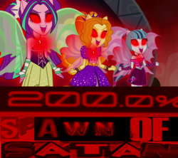 Size: 1218x1080 | Tagged: safe, adagio dazzle, aria blaze, sonata dusk, equestria girls, g4, my little pony equestria girls: rainbow rocks, 200% mad, expand dong, exploitable meme, fin wings, glowing eyes, meme, ponied up, sleeveless, the dazzlings