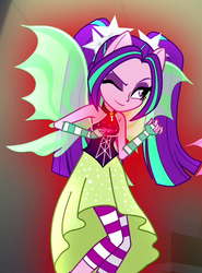 Size: 468x632 | Tagged: safe, edit, edited screencap, screencap, aria blaze, equestria girls, g4, my little pony equestria girls: rainbow rocks, cropped, fin wings, inverted mouth, ponied up, sleeveless