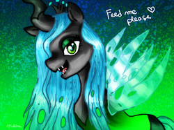 Size: 2000x1500 | Tagged: safe, artist:telimbo, queen chrysalis, changeling, changeling queen, g4, 2012, crown, female, jewelry, regalia, solo