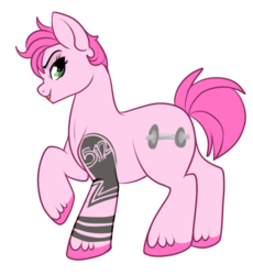 Size: 550x599 | Tagged: safe, artist:lulubell, pony, crossover, female, mare, overwatch, ponified, simple background, solo, tattoo, transparent background, zarya