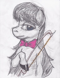 Size: 600x778 | Tagged: safe, artist:ciaran, derpibooru exclusive, octavia melody, horse, g4, bow (instrument), female, solo, traditional art