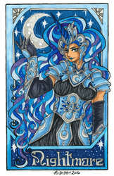 Size: 1606x2478 | Tagged: safe, artist:fir3h34rt, nightmare moon, human, g4, female, humanized, solo, traditional art