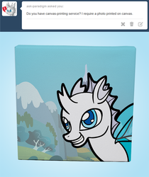 Size: 600x715 | Tagged: safe, artist:askacopycenterpony-blog, oc, oc only, oc:paradigm, changeling, ask a copy center pony, albino, albino changeling, solo, white changeling