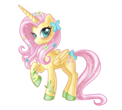 Size: 939x851 | Tagged: safe, artist:animefreakazoid25, fluttershy, alicorn, pony, g4, alicornified, female, fluttercorn, race swap, simple background, solo, tail bow, transparent background