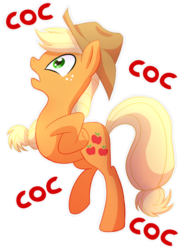 Size: 800x1100 | Tagged: safe, artist:patty-plmh, applejack, earth pony, pony, applejack's "day" off, g4, bipedal, chicken dance, chickenjack, female, silly, silly pony, simple background, solo, transparent background, vector, who's a silly pony