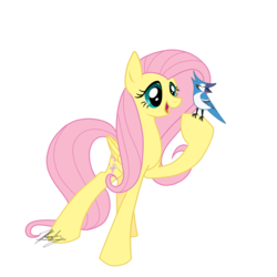 Size: 2000x2000 | Tagged: safe, artist:cloud-dash, fluttershy, bird, blue jay, g4, female, high res, solo
