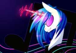 Size: 2000x1405 | Tagged: safe, artist:alphaaquilae, dj pon-3, vinyl scratch, pony, g4, female, glowing horn, horn, solo