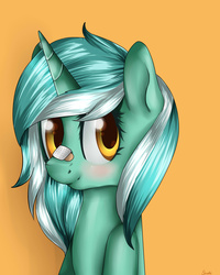 Size: 2000x2500 | Tagged: safe, artist:stanfel, lyra heartstrings, pony, g4, bandaid, bandaid on nose, female, high res, looking at you, solo