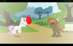 Size: 1280x800 | Tagged: safe, artist:mr kupkake, button mash, sweetie belle, earth pony, pony, strangers, g4, ball, colt, female, male, scratch21, ship:sweetiemash, shipping, straight, youtube link