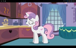 Size: 1280x800 | Tagged: safe, artist:mr kupkake, sweetie belle, pony, unicorn, strangers, g4, alternate cutie mark, female, mare, older, older sweetie belle, scratch21, solo, youtube link