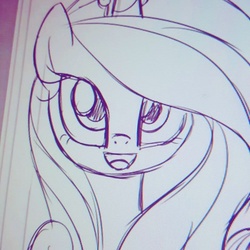 Size: 720x720 | Tagged: safe, artist:agnesgarbowska, princess cadance, g4, female, monochrome, sketch, solo