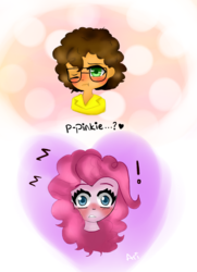 Size: 960x1329 | Tagged: safe, cheese sandwich, pinkie pie, human, g4, blushing, cute, female, glasses, humanized, male, paint tool sai, ship:cheesepie, shipping, straight