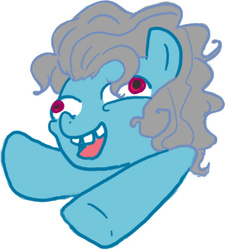 Size: 261x290 | Tagged: safe, artist:cloverminto, edit, screw loose, earth pony, pony, g4, barking mad, cropped, female, mare, messy mane, open mouth, smiling, solo