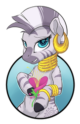 Size: 825x1275 | Tagged: safe, artist:halley-valentine, zecora, zebra, g4, female, gradient background, heart, heart eyes, heart's desire, looking at you, mare, simple background, solo, white background, wingding eyes
