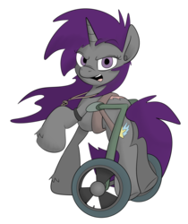 Size: 1024x1221 | Tagged: dead source, safe, artist:jittery-the-dragon, oc, oc only, oc:sparky scamper, pony, unicorn, solo, wheelchair