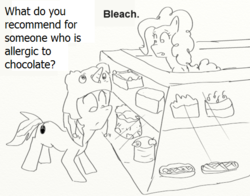 Size: 528x413 | Tagged: safe, artist:php162, pinkie pie, g4, bleach, dialogue, monochrome