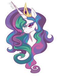 Size: 1280x1706 | Tagged: safe, artist:sakya-chan, princess celestia, alicorn, pony, g4, bust, female, hair over one eye, mare, portrait, simple background, solo, transparent background