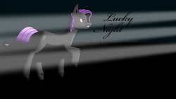 Size: 3104x1746 | Tagged: safe, artist:lucky_night, oc, oc only, oc:lucky night, dark background, empty room, magenta eyes, purple hair, simple background, solo