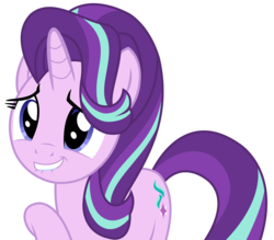 Size: 3334x2916 | Tagged: safe, artist:sketchmcreations, starlight glimmer, g4, no second prances, cute, female, high res, inkscape, lip bite, nervous smile, raised hoof, simple background, solo, transparent background, vector