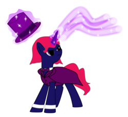 Size: 986x906 | Tagged: safe, artist:prism note, oc, oc only, oc:jade cast, pony, unicorn, bowtie, cape, clothes, hat, magic, magician, solo, suit, top hat, vest, wrist cuffs