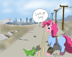 Size: 2000x1592 | Tagged: safe, artist:sailoranna, gummy, pinkie pie, g4, crossover, fallout, fallout 4