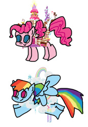 Size: 1800x2596 | Tagged: safe, artist:floppy pony, pinkie pie, rainbow dash, ask floppy pony, g4, ask, chibi, cloud, cloud house, cloudsdale, cute, floppy pony, house, houses, rainbow dash's house, sugarcube corner, tumblr