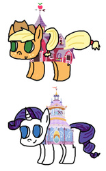Size: 1719x2769 | Tagged: safe, artist:floppy pony, applejack, rarity, ask floppy pony, g4, applejack's barn, ask, barn, boutique, carousel boutique, chibi, cute, floppy pony, house, houses, sweet apple acres, sweet apple acres barn, tumblr