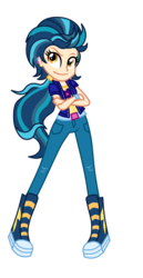 Size: 1800x3500 | Tagged: safe, artist:mixiepie, indigo zap, equestria girls, g4, my little pony equestria girls: friendship games, alternate clothes, alternate hairstyle, alternate universe, boots, canterlot high, clothes, crossed arms, ear piercing, female, pants, piercing, simple background, solo, transparent background, vector, vest, wondercolts