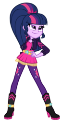 Size: 1800x3500 | Tagged: safe, artist:mixiepie, sci-twi, twilight sparkle, equestria girls, g4, my little pony equestria girls: friendship games, alternate universe, canterlot high, clothes, counterparts, female, high heels, leather jacket, ponytail, simple background, solo, sunset's counterparts, transparent background, vector, wondercolts
